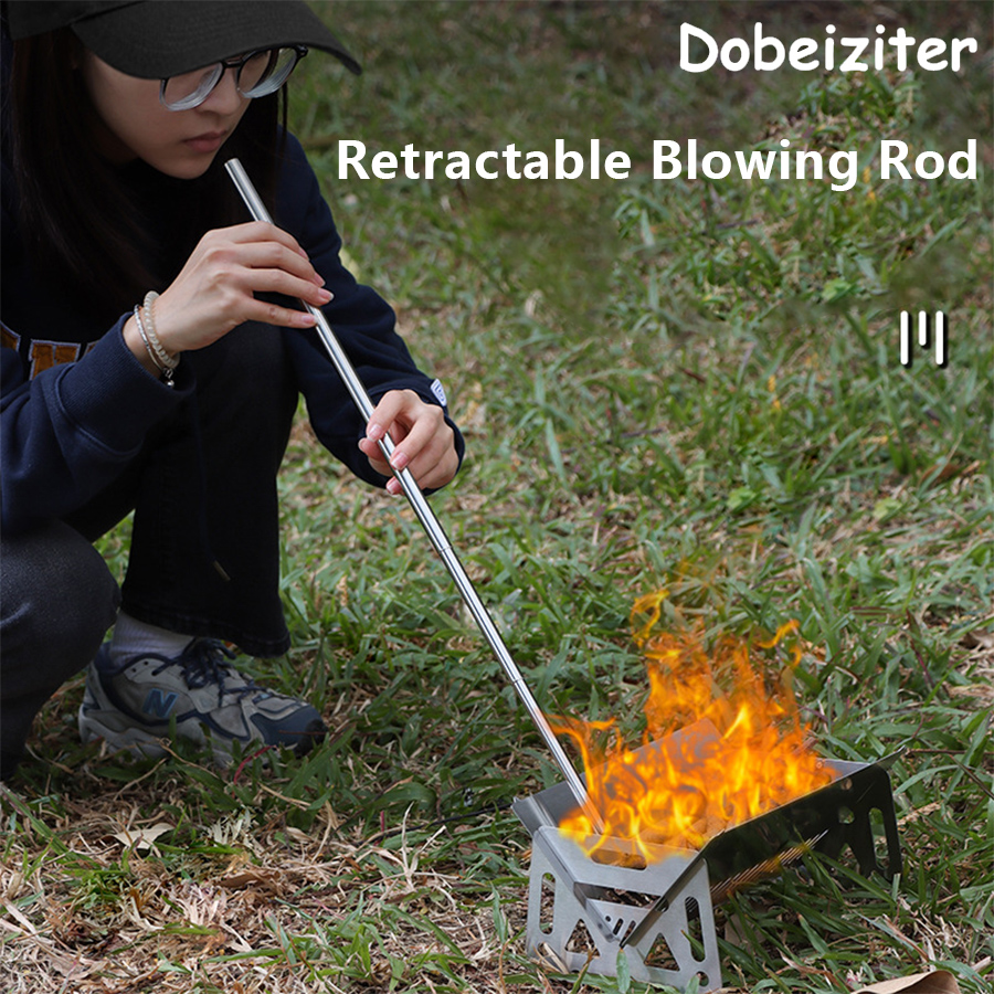 Camping Cooking Utilities - Stainless Steel Blowpipe Pocket Bellow Collapsible