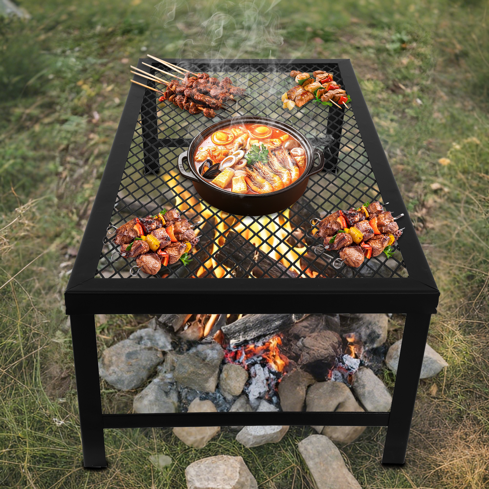 Campfire Cooking - Portable Foldable Camping Grill Fire Pit