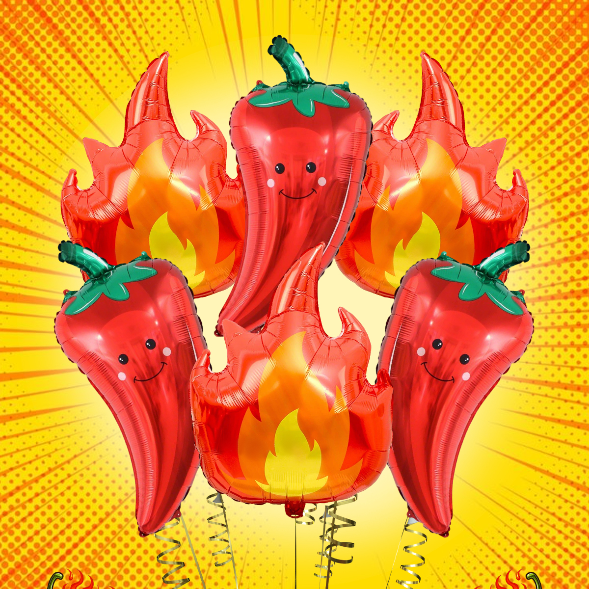 Camping Cooking Tool Set - 6pcs Pepper Flame Chili Flame Aluminum