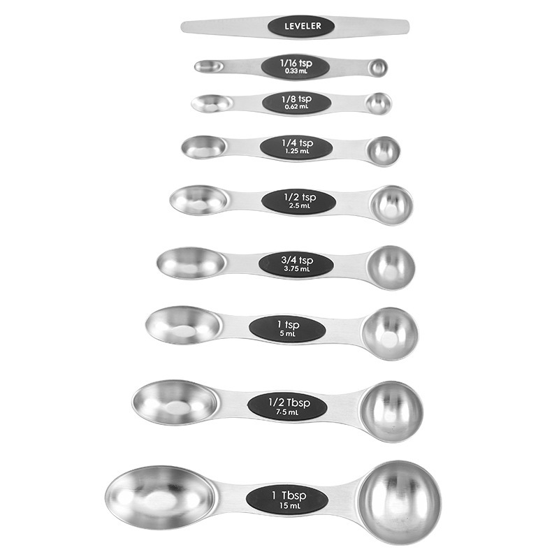 Camping Cooking Tool Set - 8Pcs Magnetic Dual-End Measuring Spoons Set,