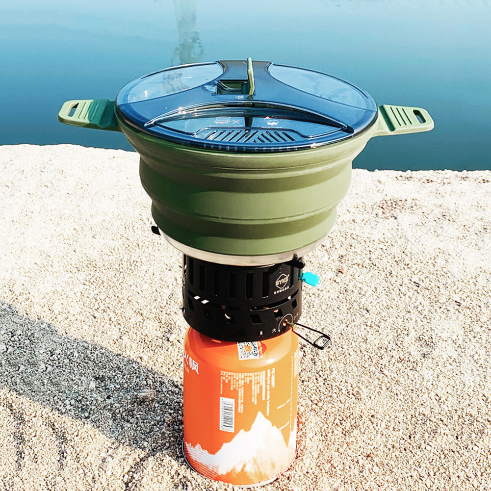 Camping Cooking Utensils Kit - 2.5L Silicone Folding Kettle Camping Teapot