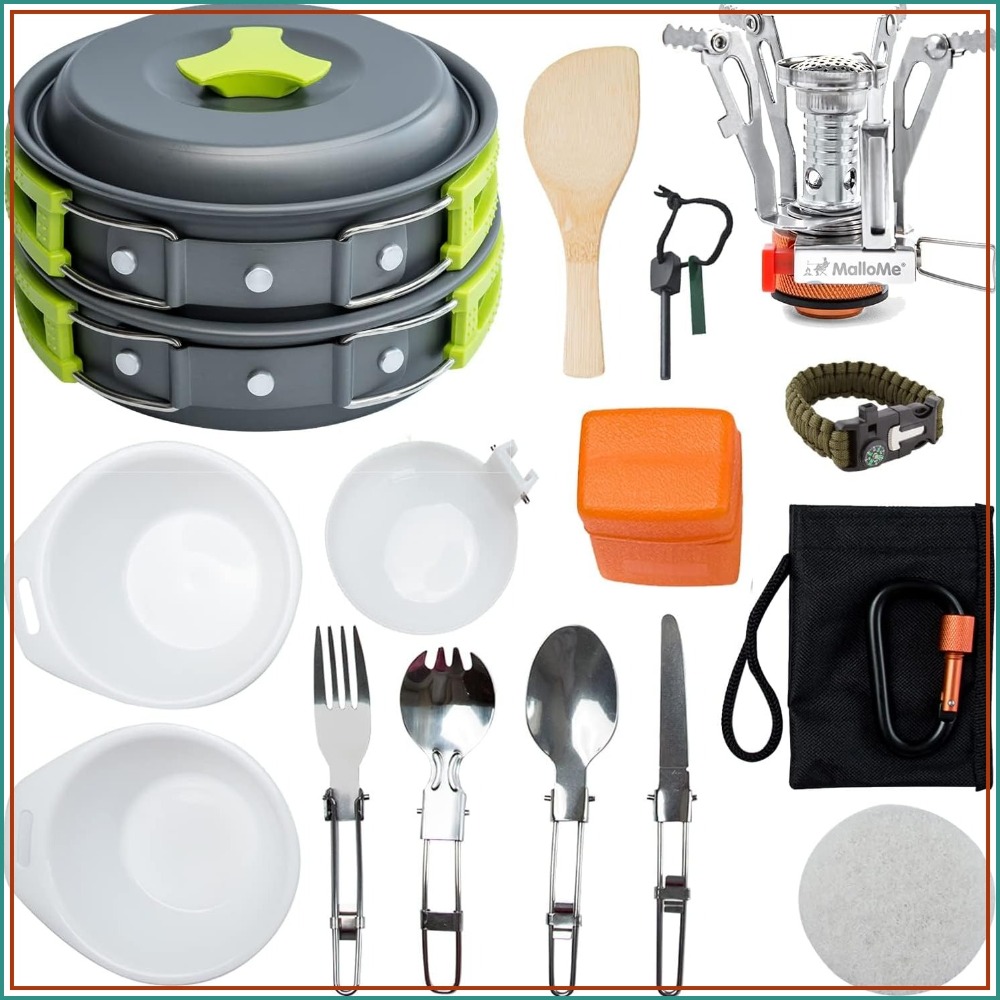 Camping Hiking Cooking - 18pc Camping Cookware Mess Kit with