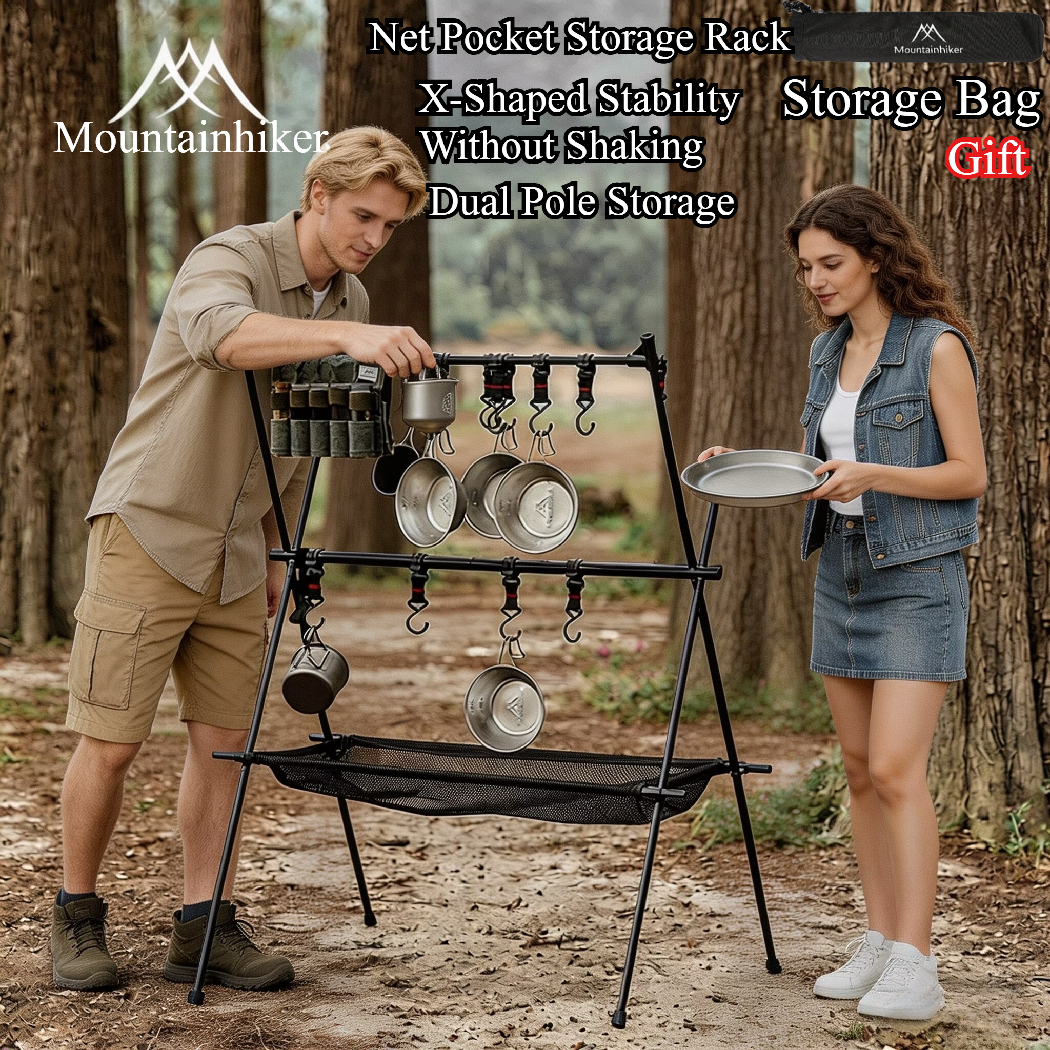 Camping Cooking Utilities - MOUNTAINHIKER Outdoor Folding Camping Hanging Rack