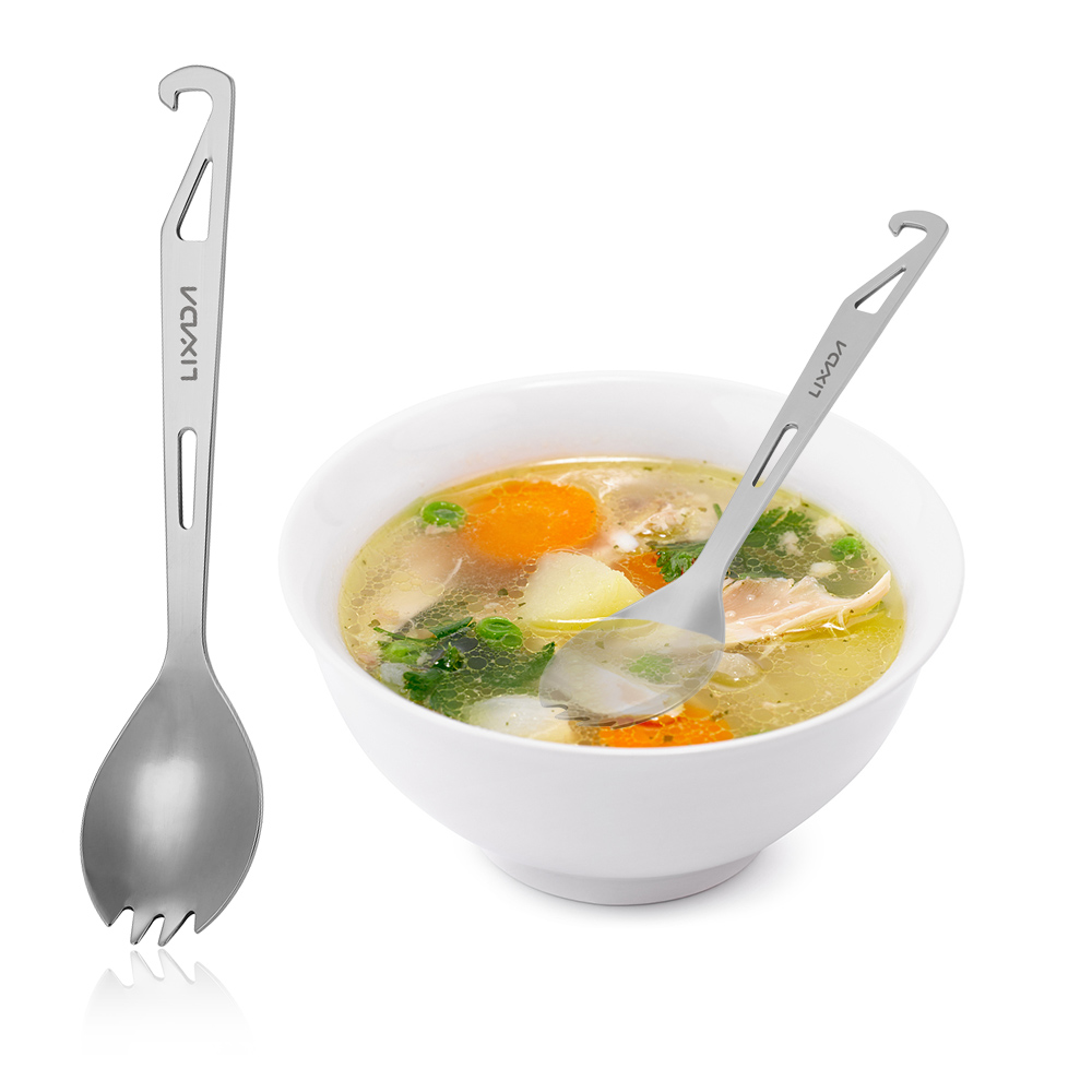 Camping Cooking Utensils Kit - Lixada Stainless Steel Spork Long Handle