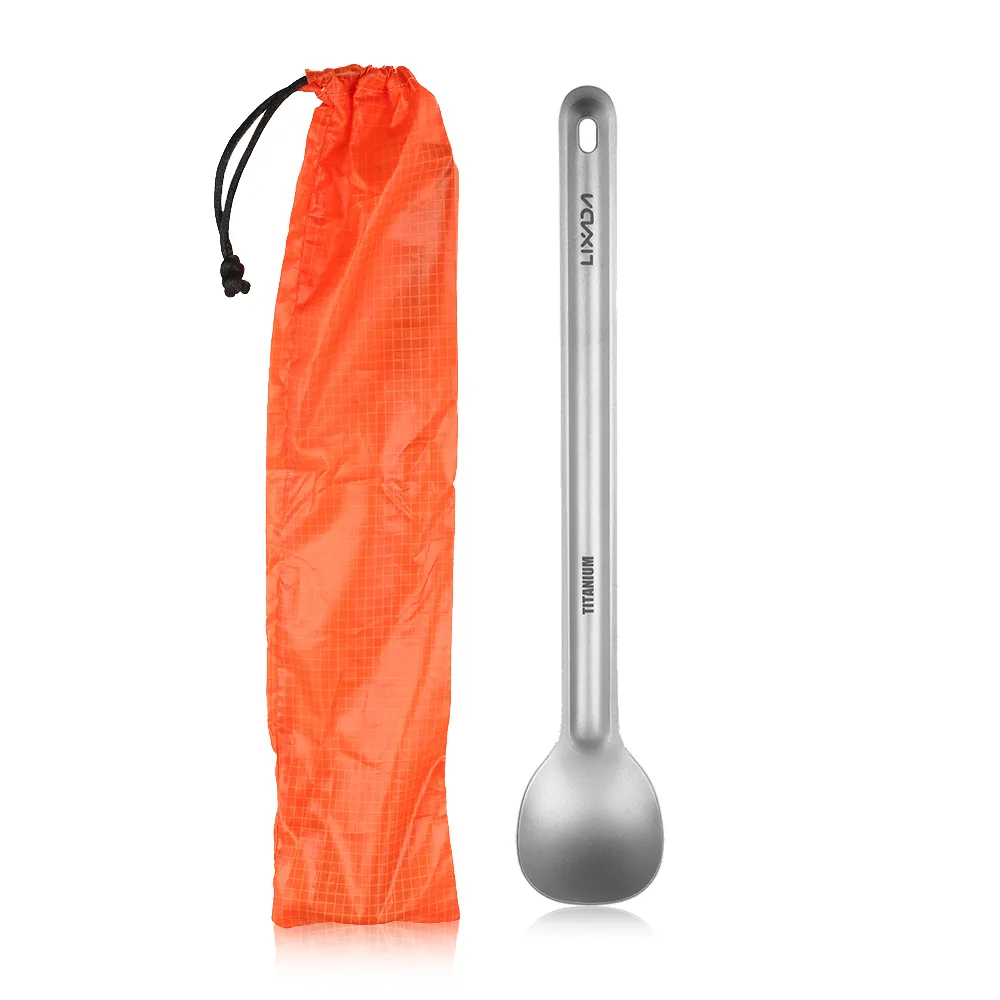 Camping Cooking Utensils Kit - Lixada 15g Titanium Long Handle Spoon