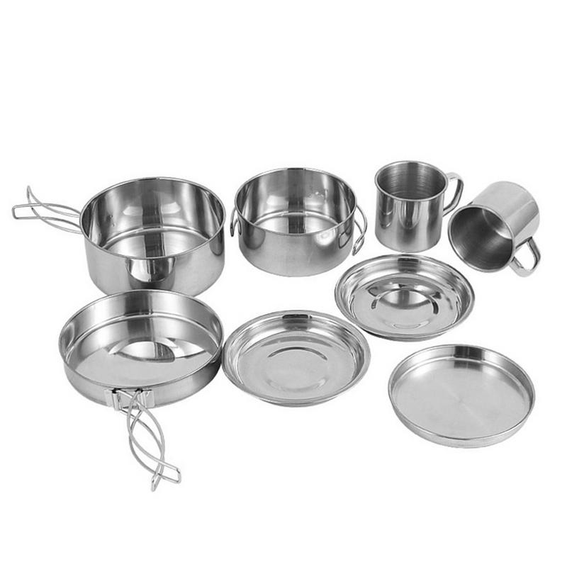 8pcs/set Stainless Steel Outdo - Camping Cooking Utensils Storage avis et prix