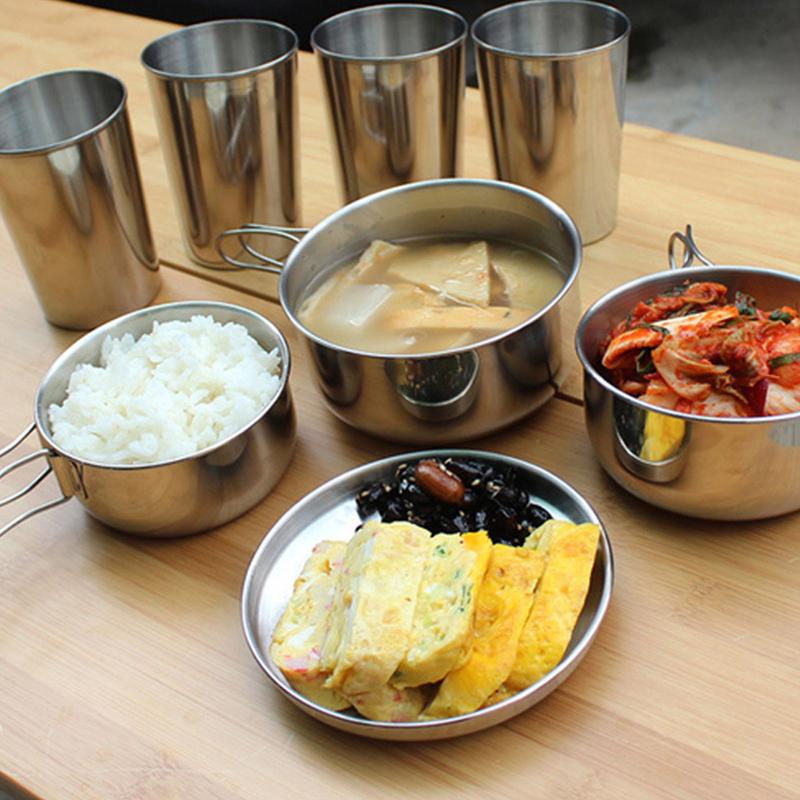 8pcs/set Stainless Steel Outdo - Camping Cooking Utensils Storage avis et prix