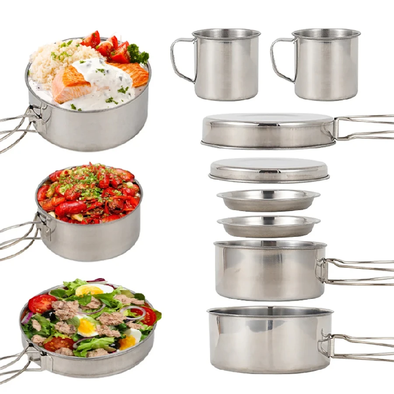 8pcs/Set Camping Cookware Mess - Camping Cooking Utensils Storage avis et prix