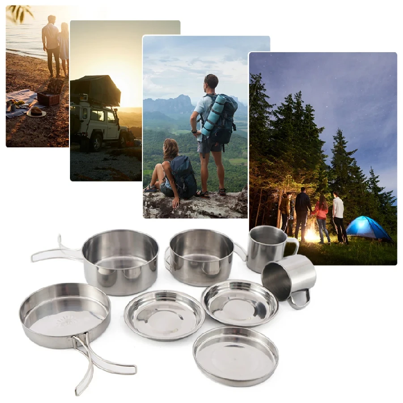 8pcs/Set Camping Cookware Mess - Camping Cooking Utensils Storage avis et prix