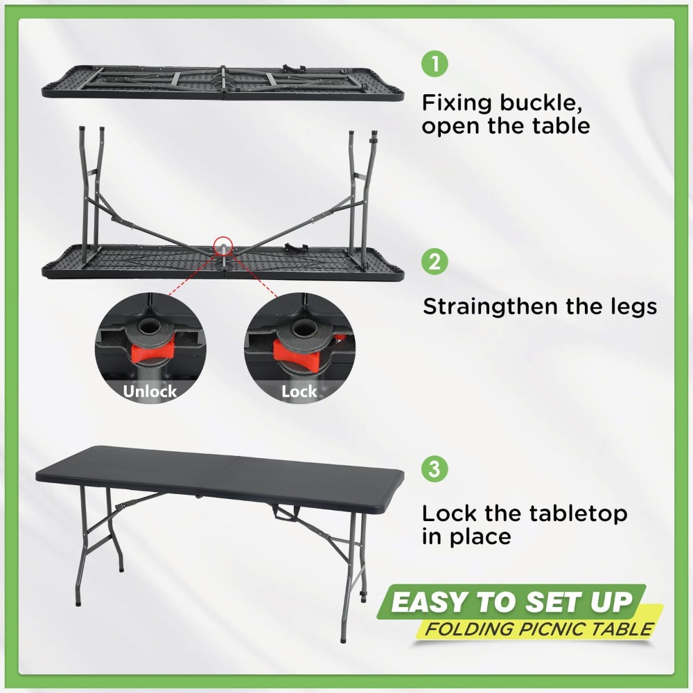 6 FT Folding Camping Table Hea - Camping Cooking Table avis et prix