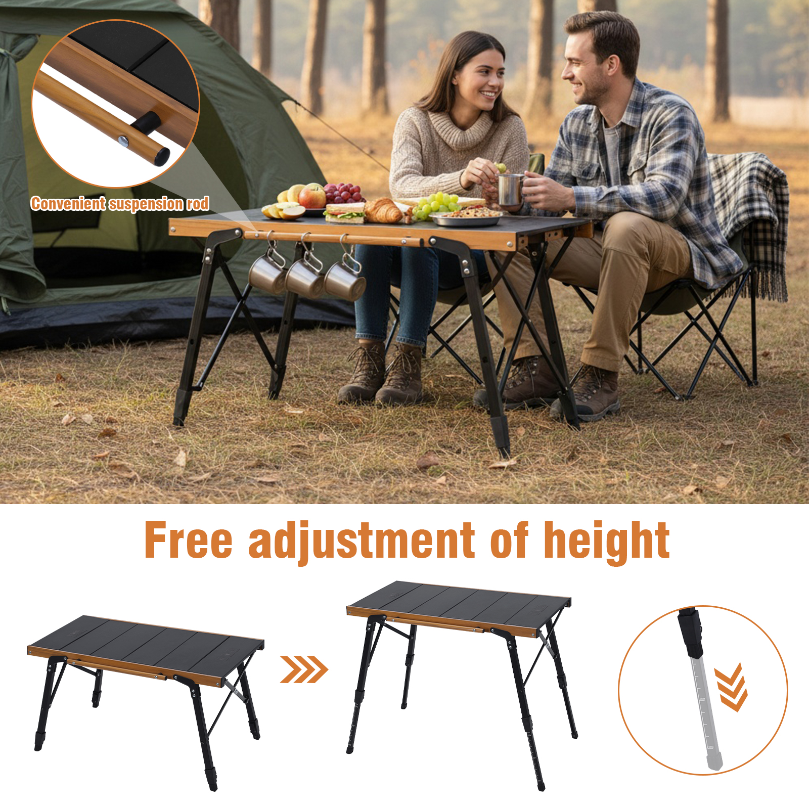 Portable Camping Table with St - Camping Outdoor Cooking Table avis et prix