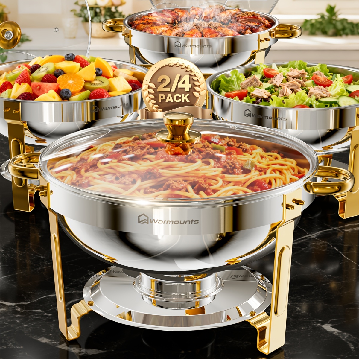 WARMOUNTS Golden Chafing Dishe - Camping Cooking Without Electricity avis et prix