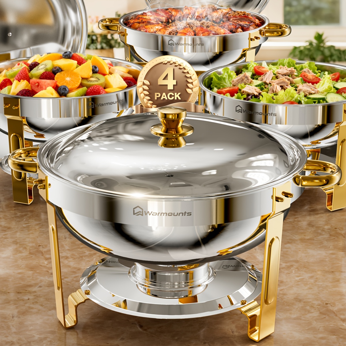 WARMOUNTS Golden Chafing Dishe - Camping Cooking Without Electricity avis et prix