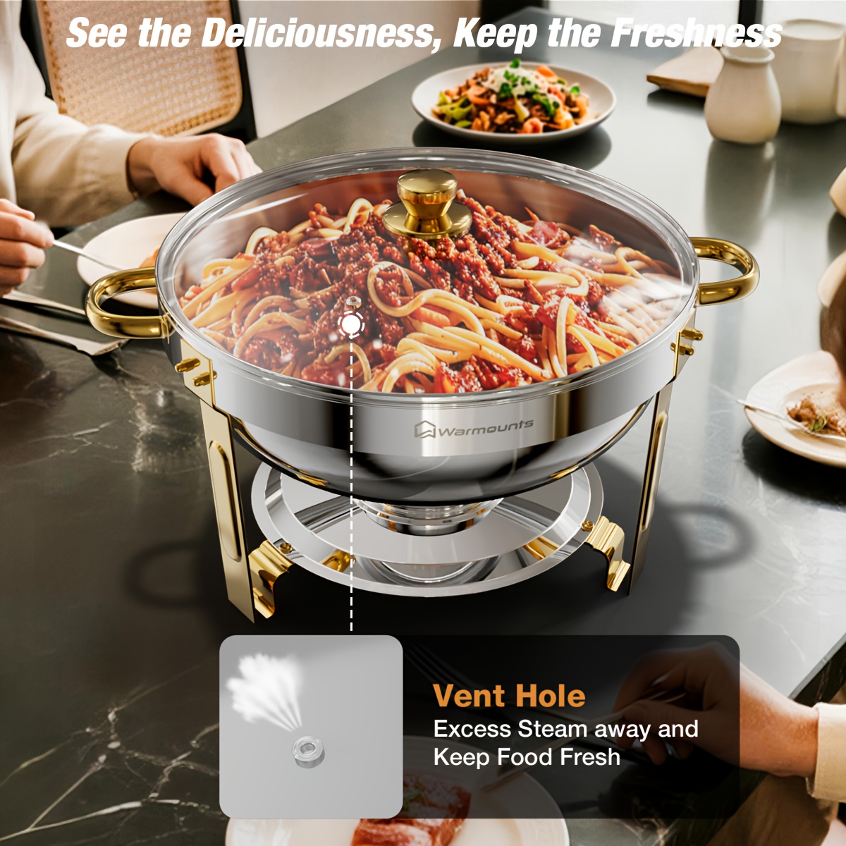 WARMOUNTS Golden Chafing Dishe - Camping Cooking Without Electricity avis et prix