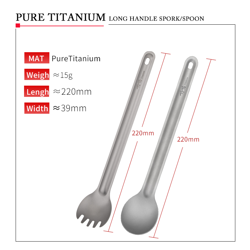 TiTo Titanium Spork Spoon Long - Camping Cooking Utensils Kit avis et prix