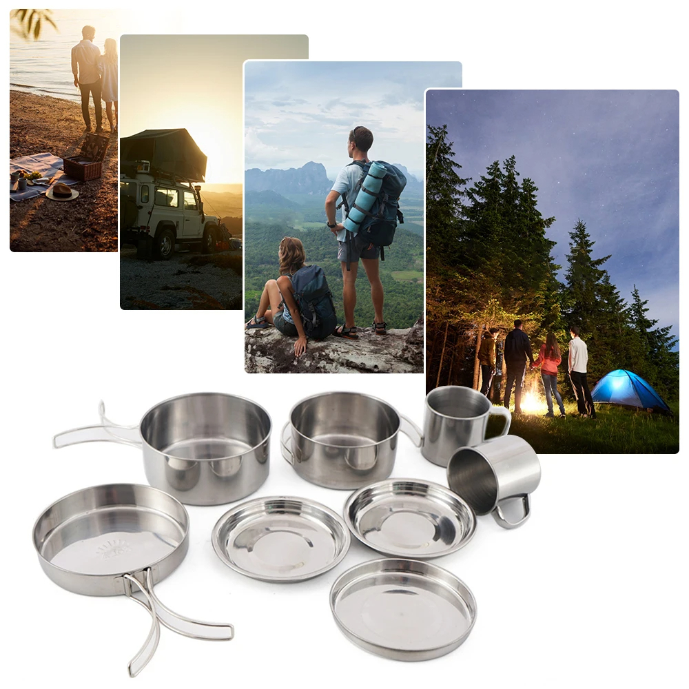 8pcs/Set Camping Cookware Mess - Camping Cooking Utensils Storage avis et prix