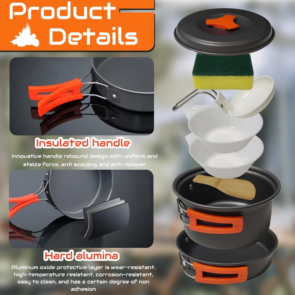 7Pcs Camping Pan Set - Backpac - Camping Hiking Cooking avis et prix