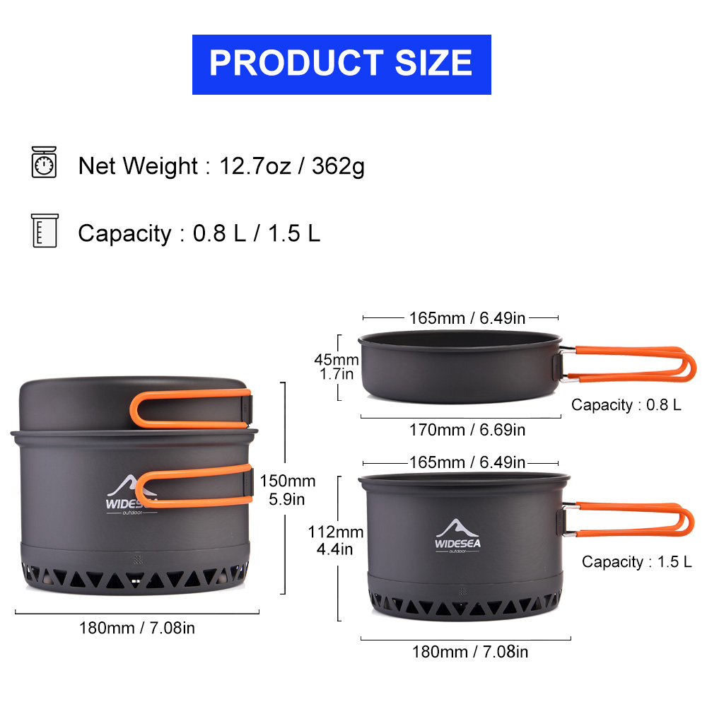 Widesea Camping Pot 1.3L 2.3L  - Camping Cooking Set Jetboil avis et prix