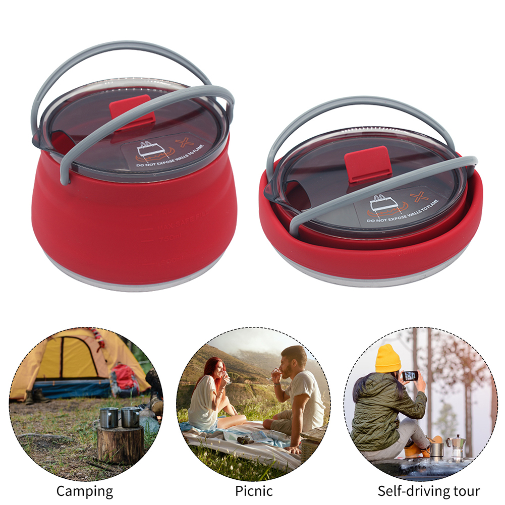 Silicone Folding Kettle Portab - Camping Cooking Utensils Kit avis et prix