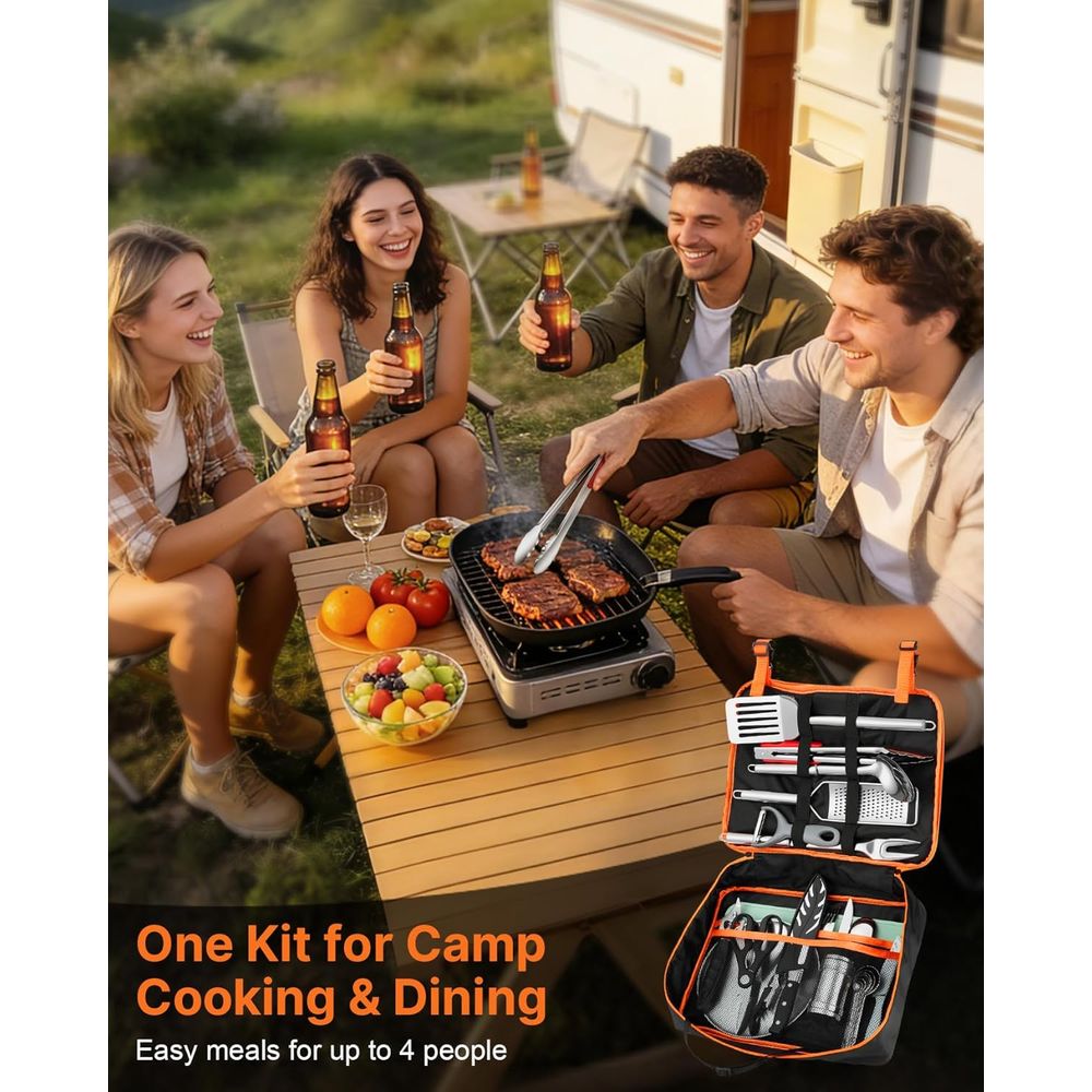 Compact Camping Kitchen Set wi - Camping Cooking Utensil Set avis et prix