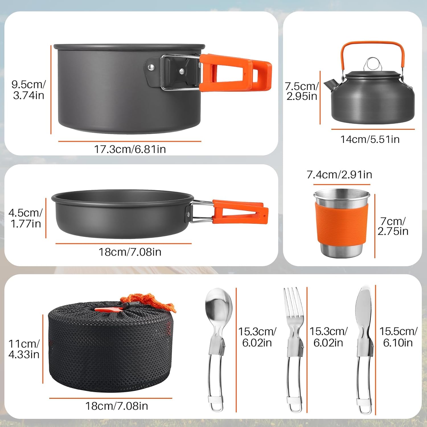 Non-Stick Camping Cookware Set - Camping Cooking Set With Kettle avis et prix