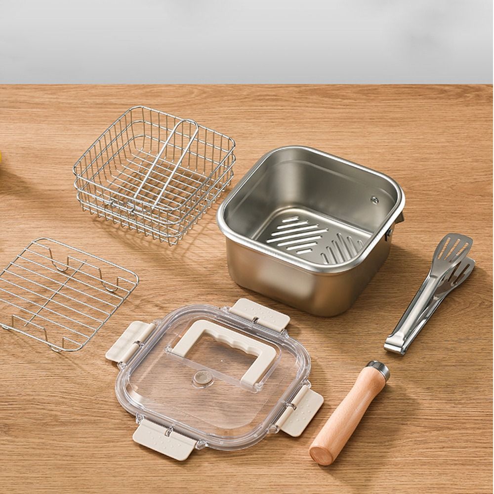 Portable Stainless Steel Fryin - Camping Cooking Utensils Storage avis et prix