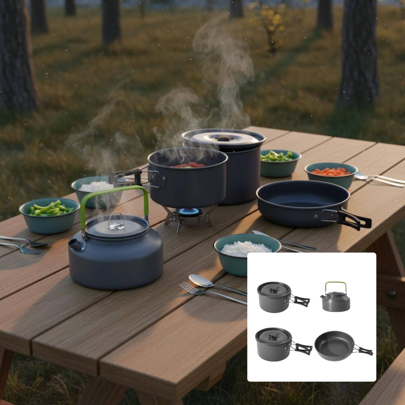 Camping Pot and Kettle Set Nes - Camping Cooking Set With Kettle avis et prix