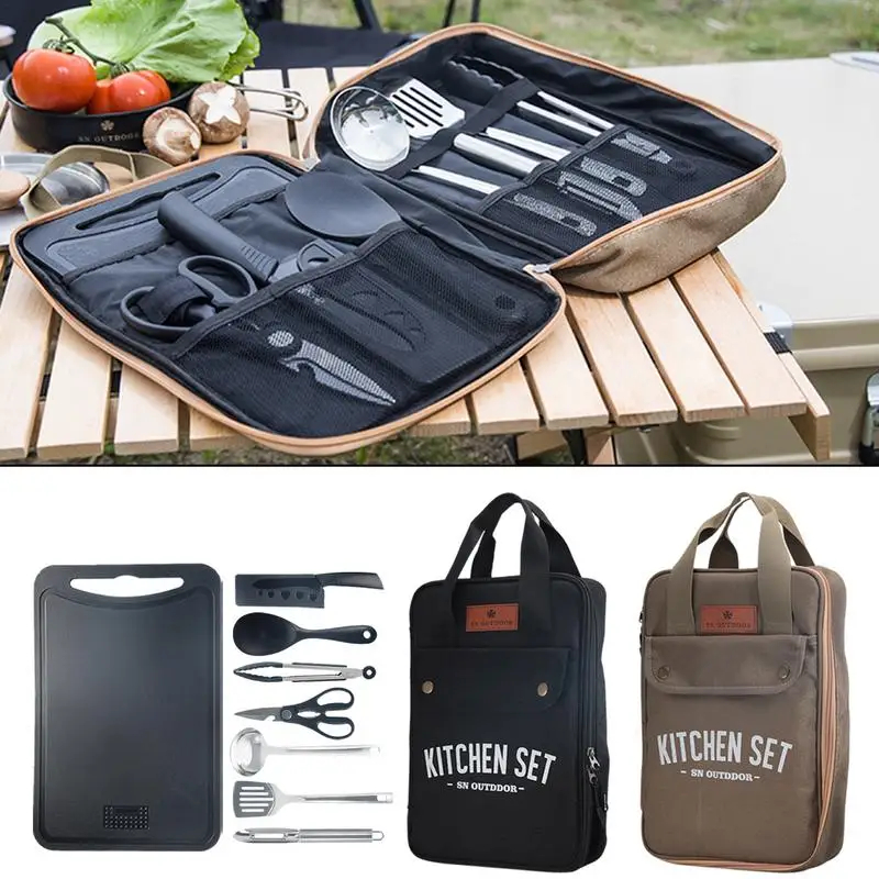 8pcs Camping Kitchen Cookware  - Camping Cooking Utensils Storage avis et prix