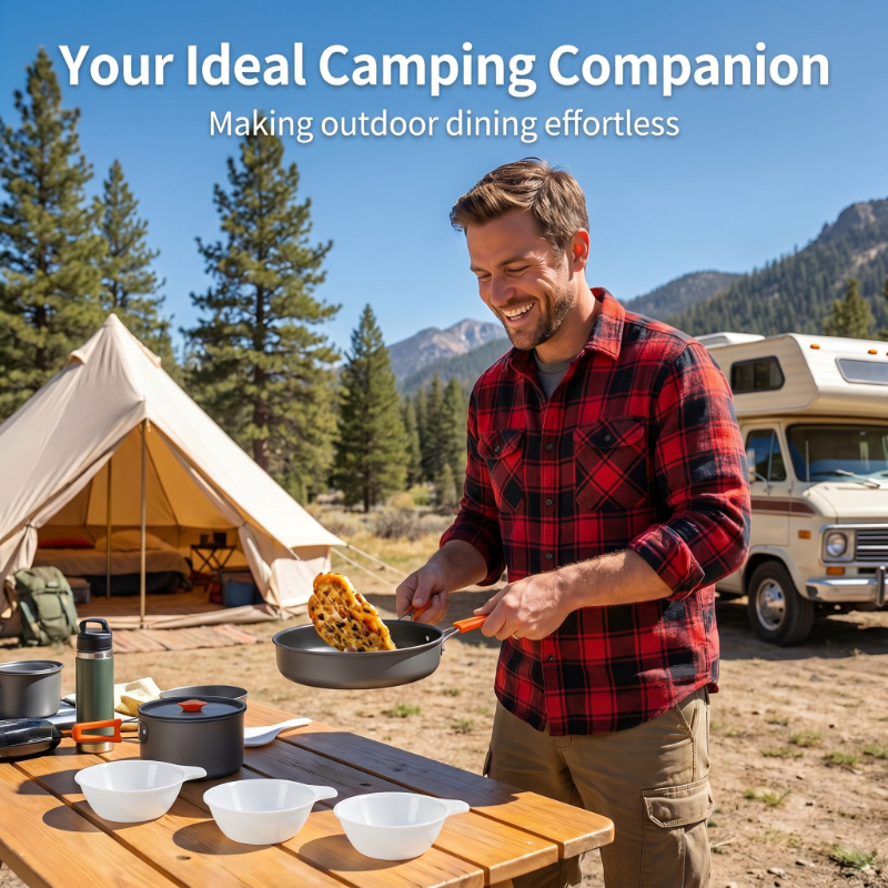10PCS Ultralight Portable Alum - Camping Cooking Set With Kettle avis et prix