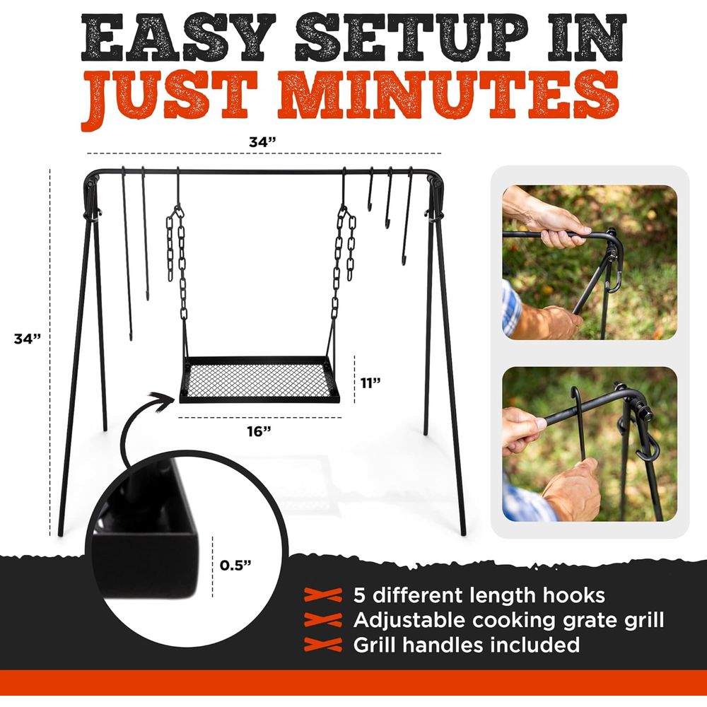 Collapsible BBQ Grill Stand wi - Campfire Cooking avis et prix