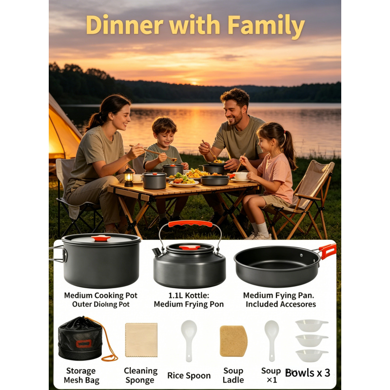 Camping Cookware Set – Outdoor - Camping Cooking Set With Kettle avis et prix