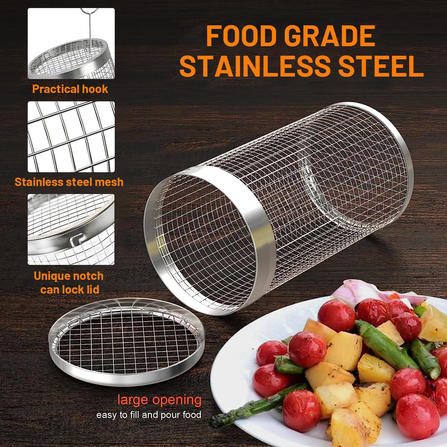 2 Pieces Rolling Grilling Bask - Camping Cooking Utensils Storage avis et prix