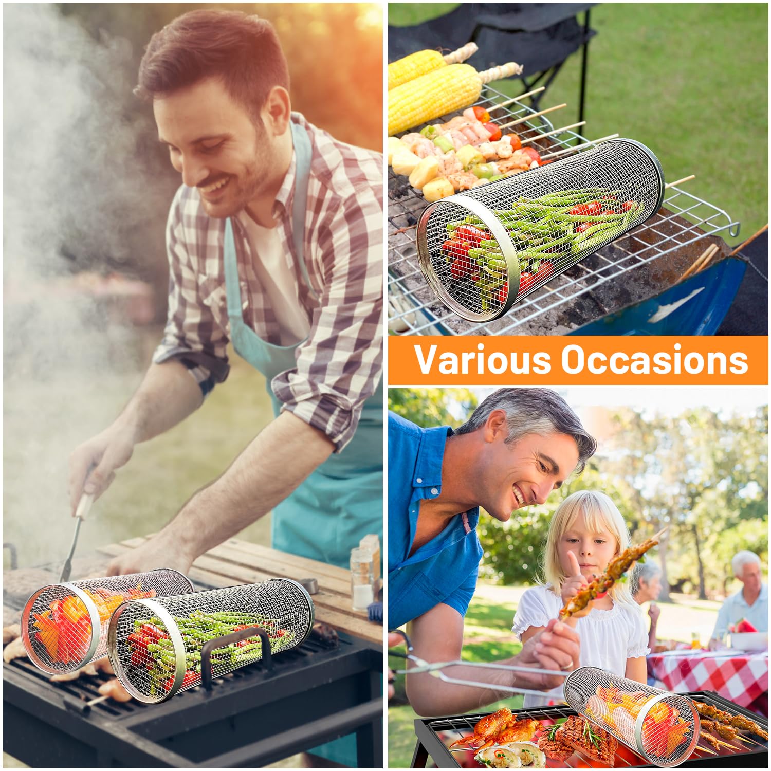 2 Pieces Rolling Grilling Bask - Camping Cooking Utensils Storage avis et prix