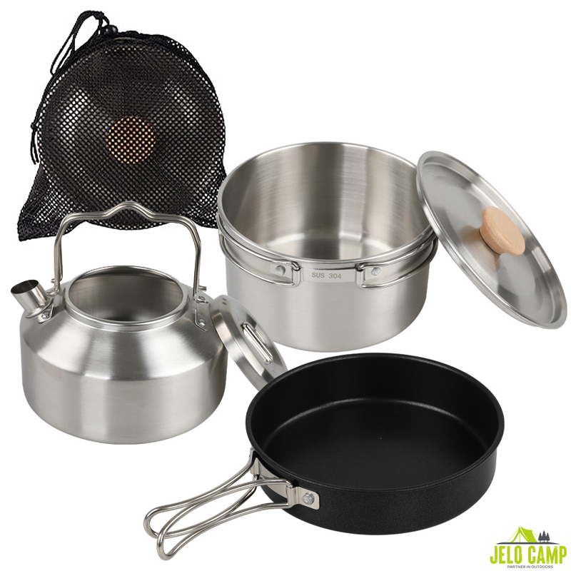 High-Grade 304 Stainless Steel - Camping Cooking Set With Kettle avis et prix