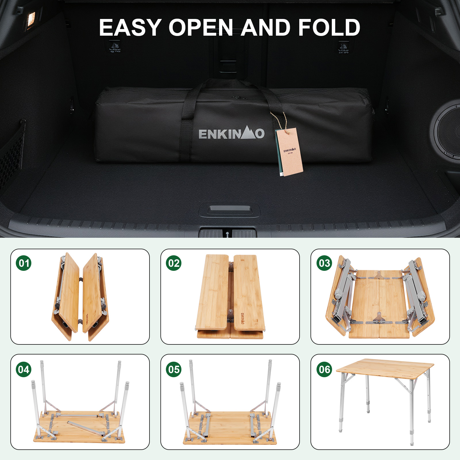 Adjustable Height Folding Bamb - Camping Outdoor Cooking Table avis et prix