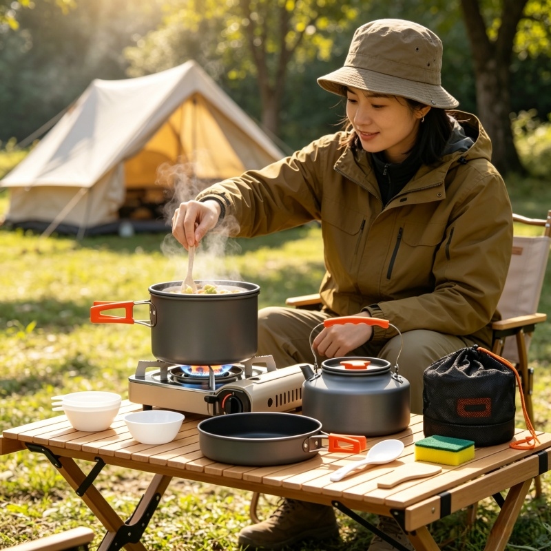 Camping Cookware Set Outdoor P - Camping Cooking Set With Kettle avis et prix