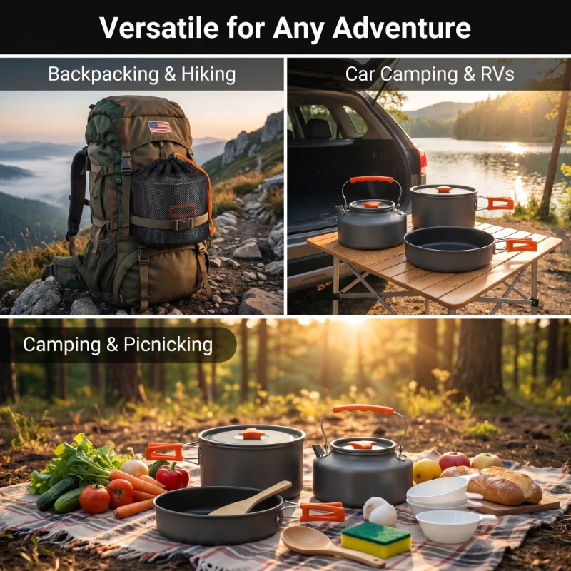 Camping Cookware Set Outdoor P - Camping Cooking Set With Kettle avis et prix