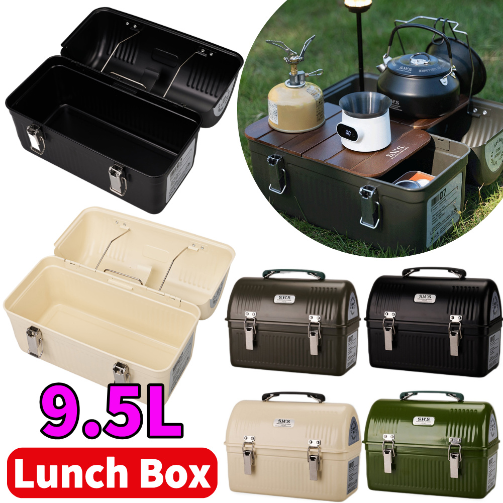 9.5L Vintage Metal Lunch Box w - Camping Cooking Food avis et prix