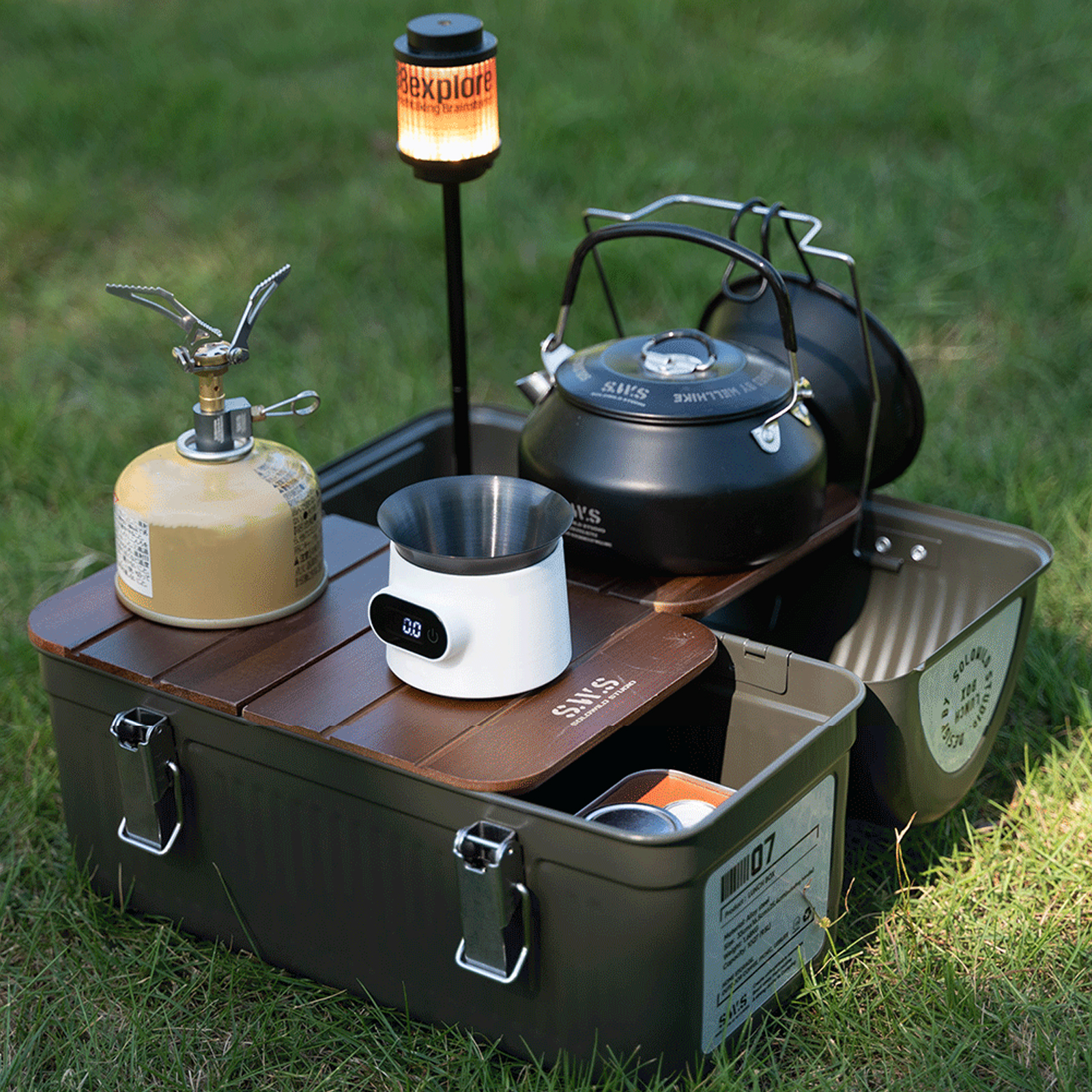 9.5L Vintage Metal Lunch Box w - Camping Cooking Food avis et prix